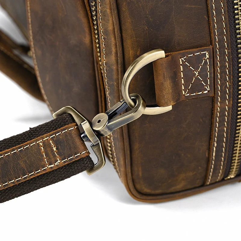 Luufan Crazy Horse Leather Men's Travel Bag Big Travel Duffel Durable Cowhide Weekend Bag Man Genuine Leather Luggage Tote Bag