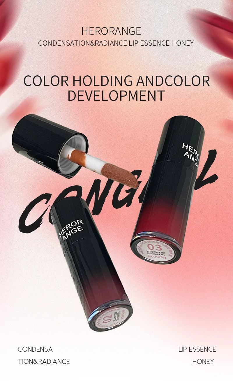 HERORANGE Color-Cooling Shimmering Lip Gloss Hydrating Silky Long-Lasting Color-Dyeing Clear Watery Mirror Lip Glaze