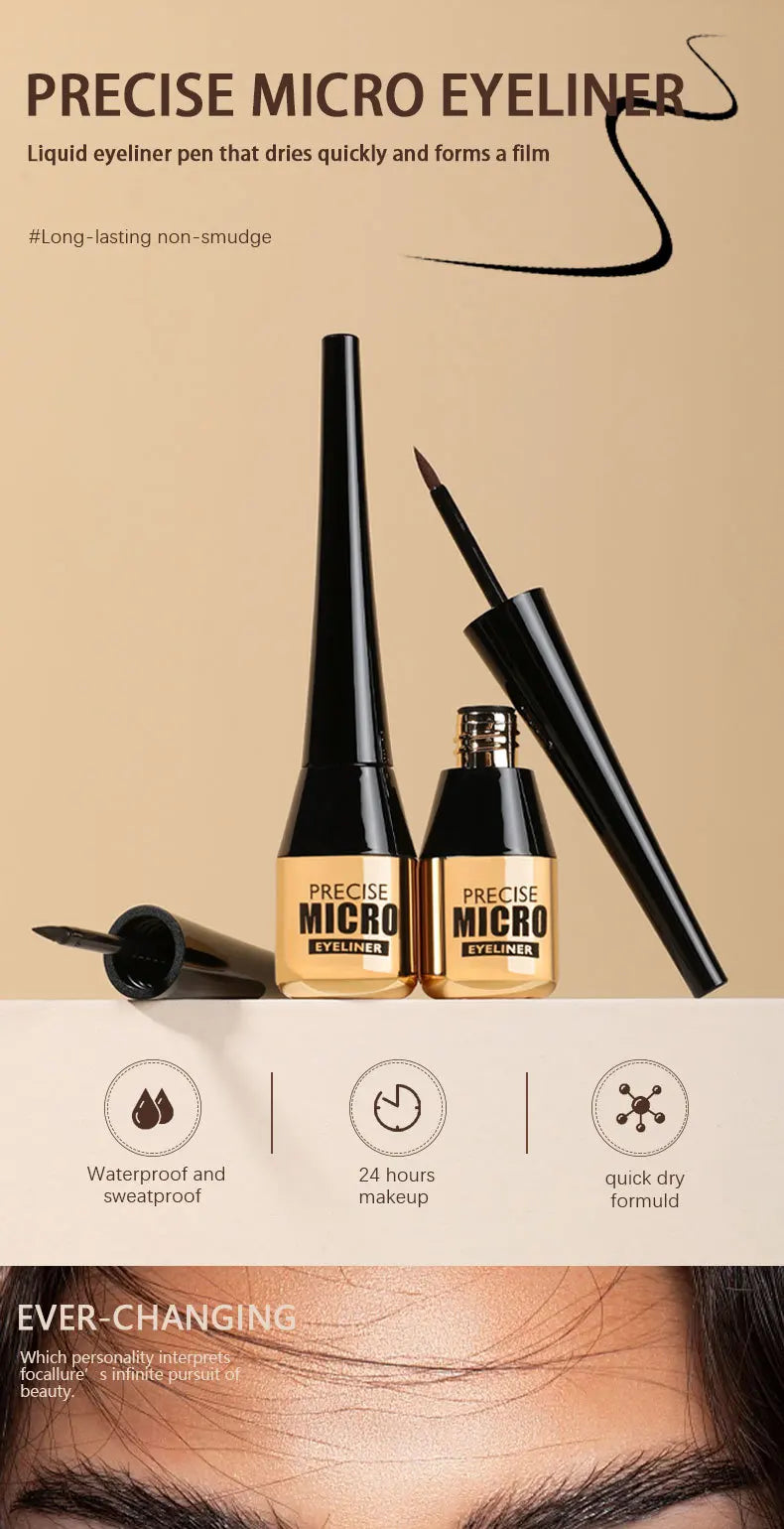 Waterproof Eyeliner Pen Quick-dry Permanent Stain-free Matte Smooth Ultra-fine Liquid Touch-up Eyeliner Cosmetics