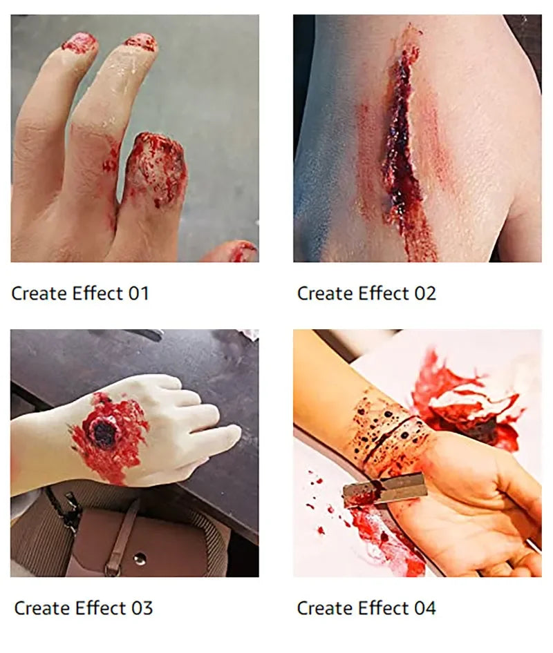 12/20 Colors Face Body Painting Fake Blood ,Halloween Professional Special Effects Makeup Kit with Wound Modeling Scar Wax