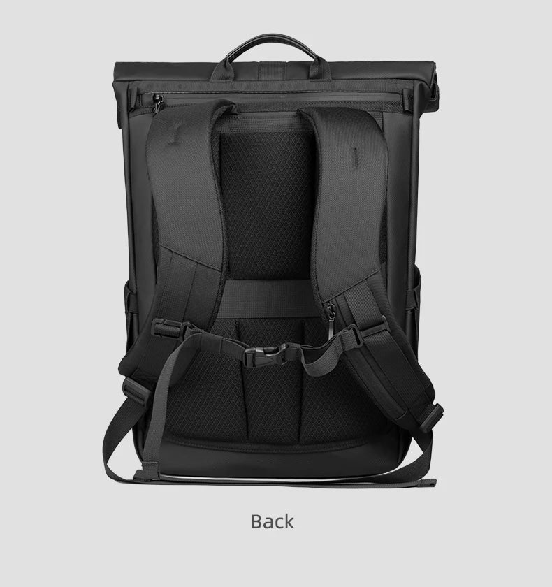 HK Business Roll Top Men's Backpack Large Capacity 15.6 Inch Laptop Bag Waterproof Hiking Travel Backpack Expandable School Bags