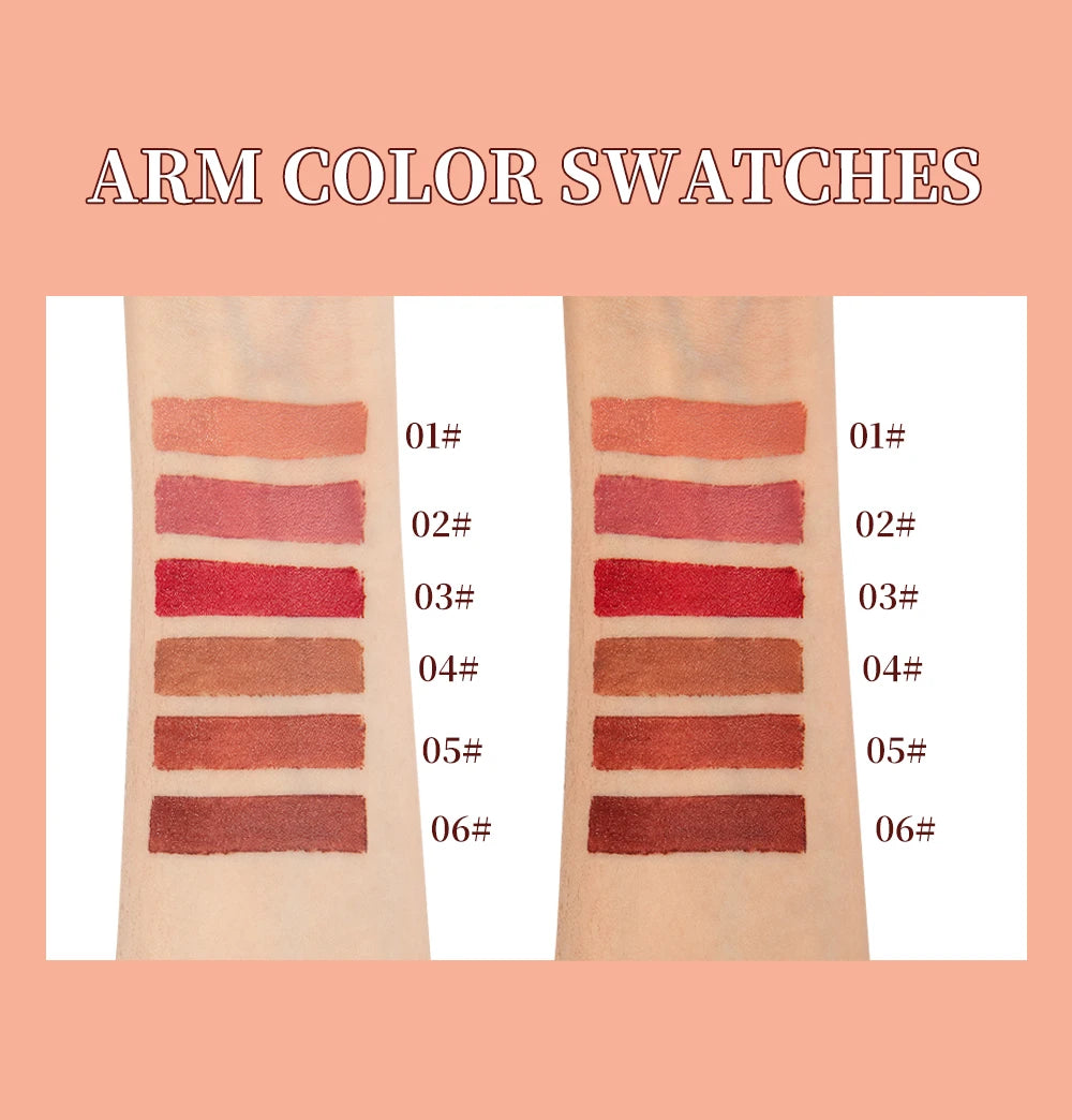 QIBEST 6 Color Matte Lipliner Lipstick Waterproof Lip Stain Lipstick Natural Nude Pink Lip Liner Outline Lips Contour Makeup