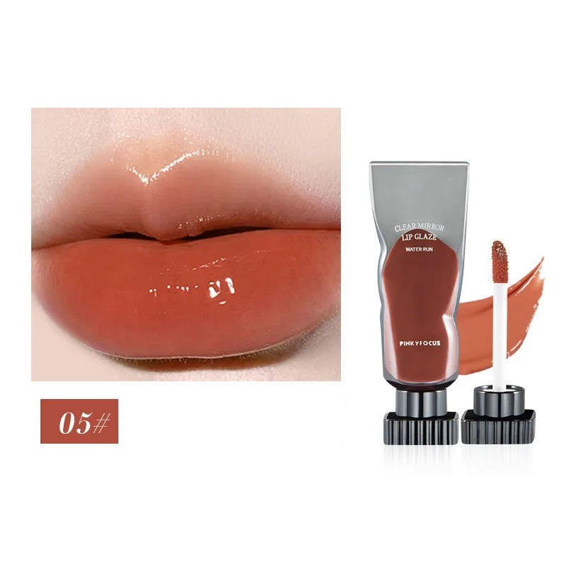 6 Colors Jelly Mirror Water Lip Gloss Transparent Glass Lip Glaze Waterproof Liquid Lipstick Nude Brown Clear Lip Tint Makeup