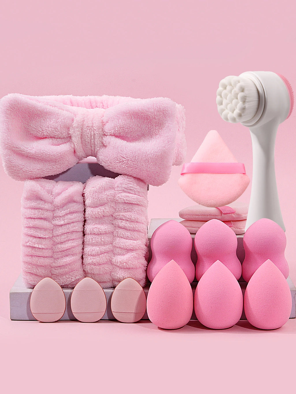 1-16Pcs Cosmetic Puff Makeup Sponge Beauty Egg Face Wash Brush Wash Face Headband Wristband Make Up Accessories