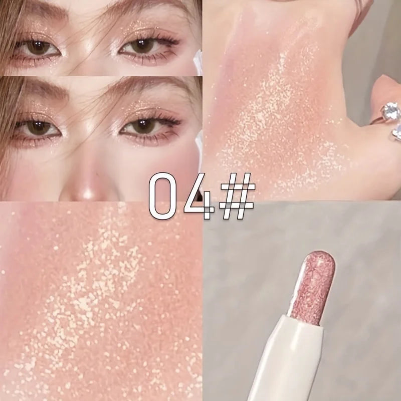 Pearly Glitter Eyeliner & Highlighter Pen - Waterproof, Sparkling Under Crease Eyeshadow Stick For Monochrome Eye Makeup