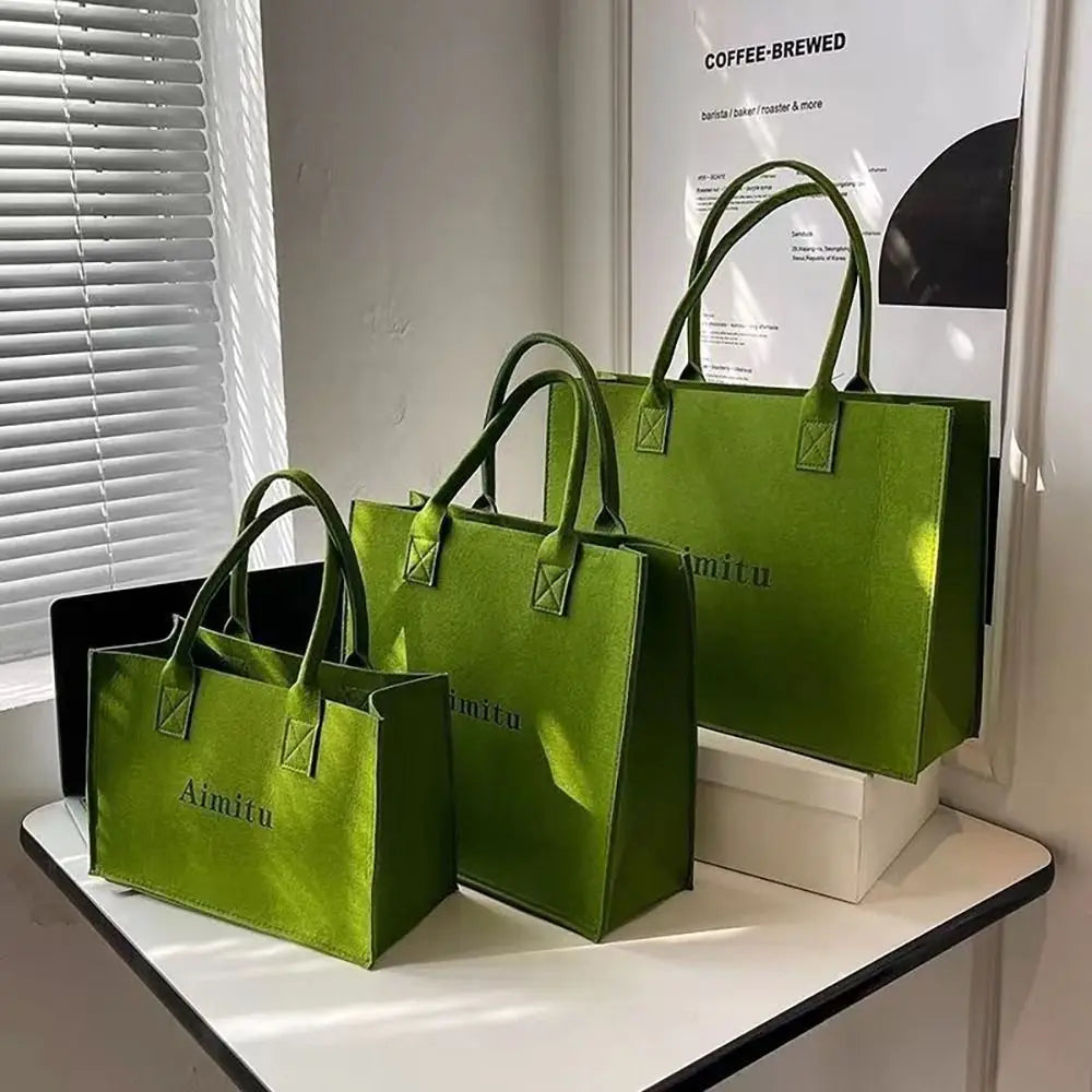 S/M/L Women Korean Simple Felt Shoulder Bag Fashion Solid Color Messenger Bag Handbag Large Capacity Travel Casual Crossbody Bag