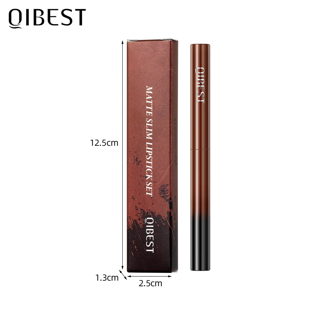 QIBEST 1PC Sexy Matte Lipstick Waterproof Long Lasting Color Rendering Non-stick Velvet Lips Liner Pencil Woman Makeup Cosmetics