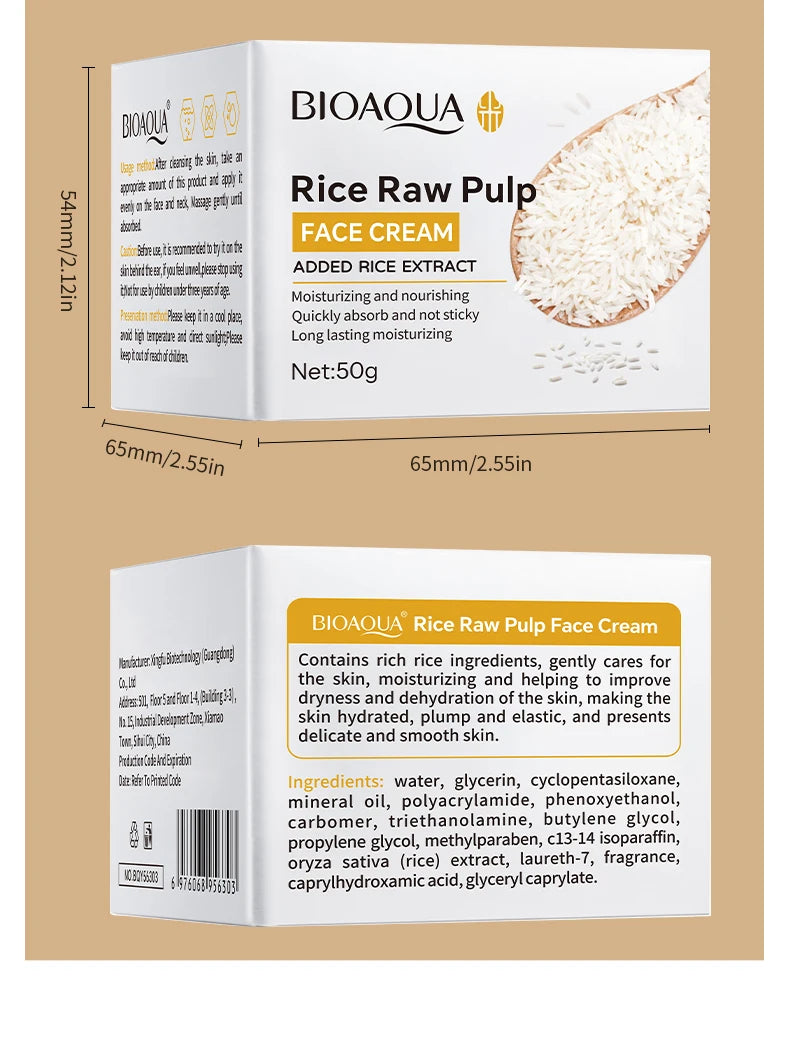 Rice Puree Face Cream Moisturizing Hydrating Whitening Face Cream Original Korean Face Beauty Skincare