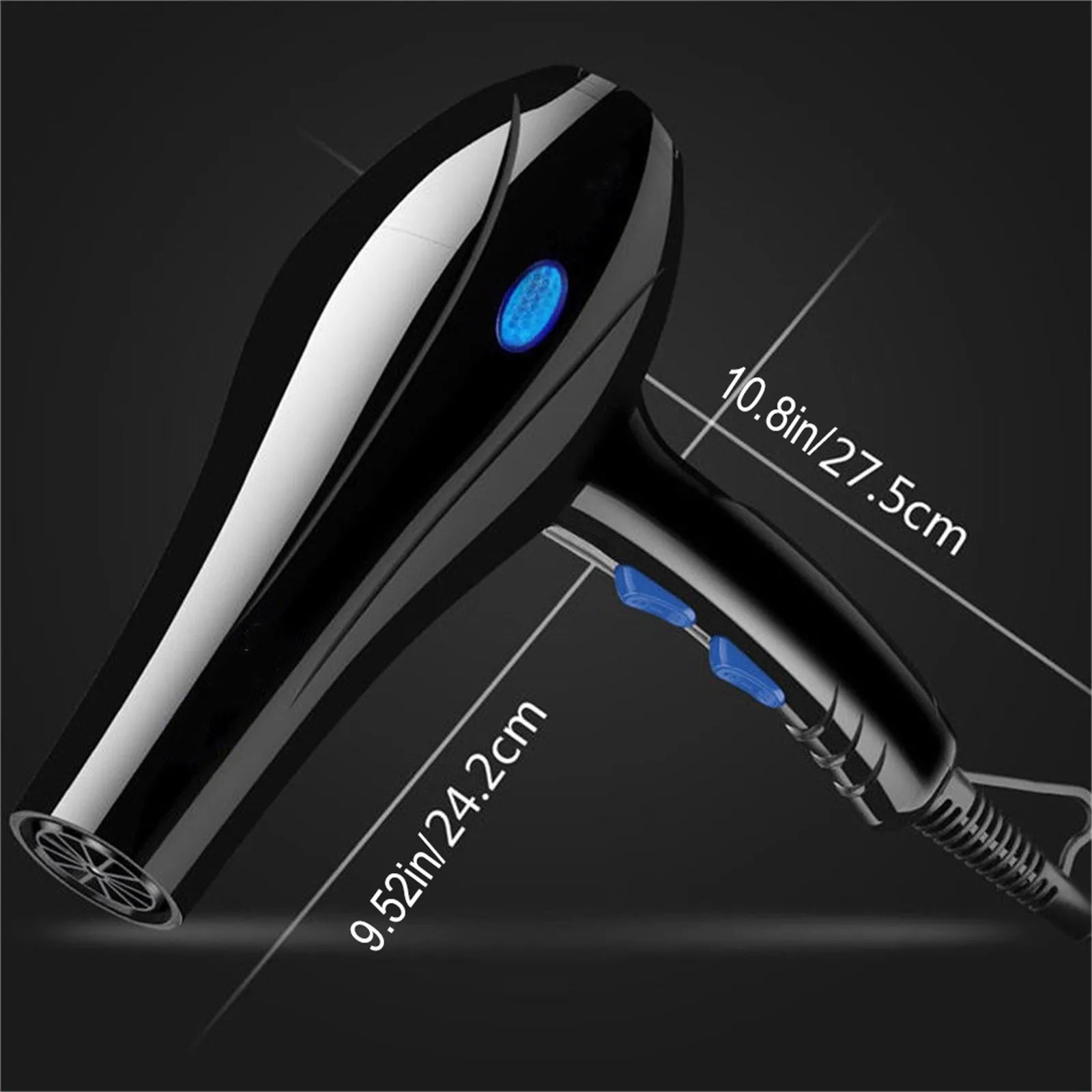 Household Hair Blow Dryer 2200W Black Heat Blower Dryer Beauty Salon Portable Hair Blow