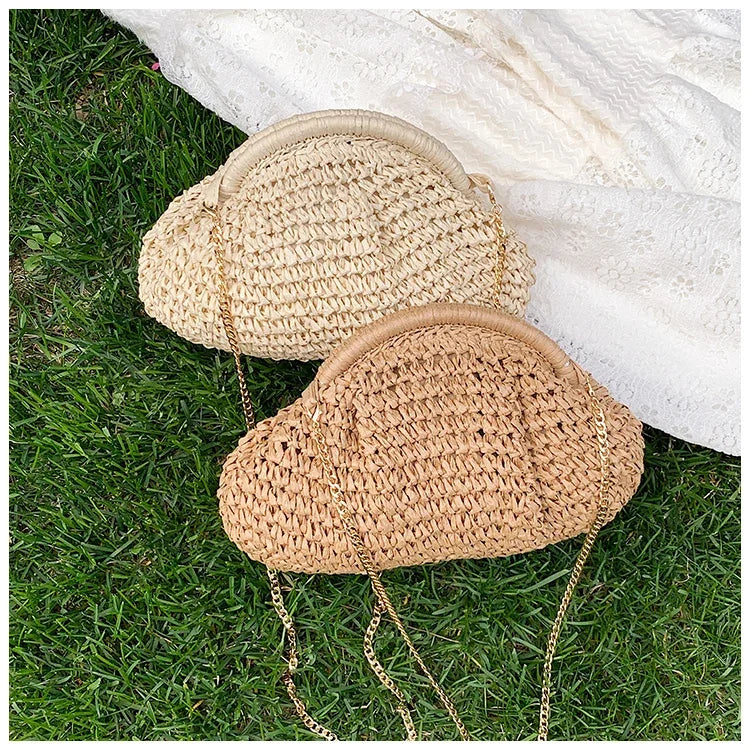 2025 Summer New Straw Weaving Crossbody Bag Fashionable and Casual Shell bag Women's Shoulder Bags with Excellent Texture bolsas