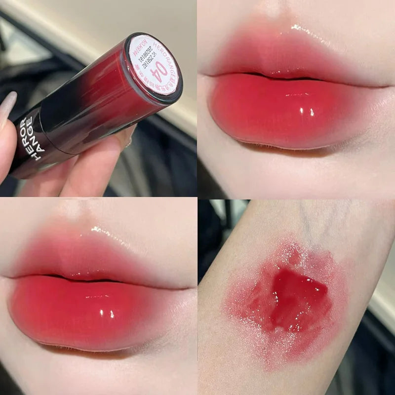 HERORANGE Color-Cooling Shimmering Lip Gloss Hydrating Silky Long-Lasting Color-Dyeing Clear Watery Mirror Lip Glaze