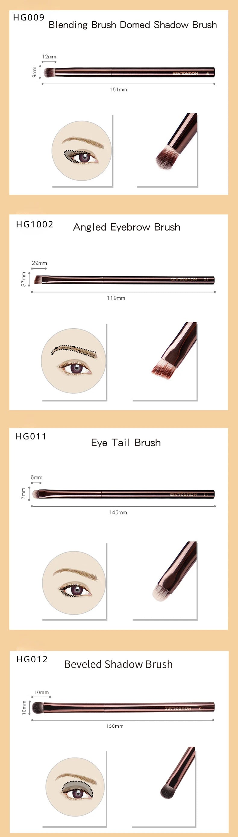 Hourglass Brushes Makeup Brushes Powder Foundation Concealer Blusher Bronzer Lip Brush Eyeliner Eye Shadow Eyebrow Eyelash Brush