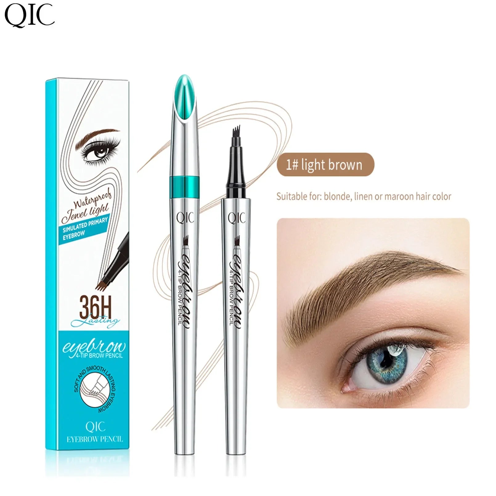 Eyebrow Pen 4 Forks Tip Eyebrow Tattoo Pencil Long Lasting Quick Drying Ultra-fine Sweat-Proof Dark Brown Makeup