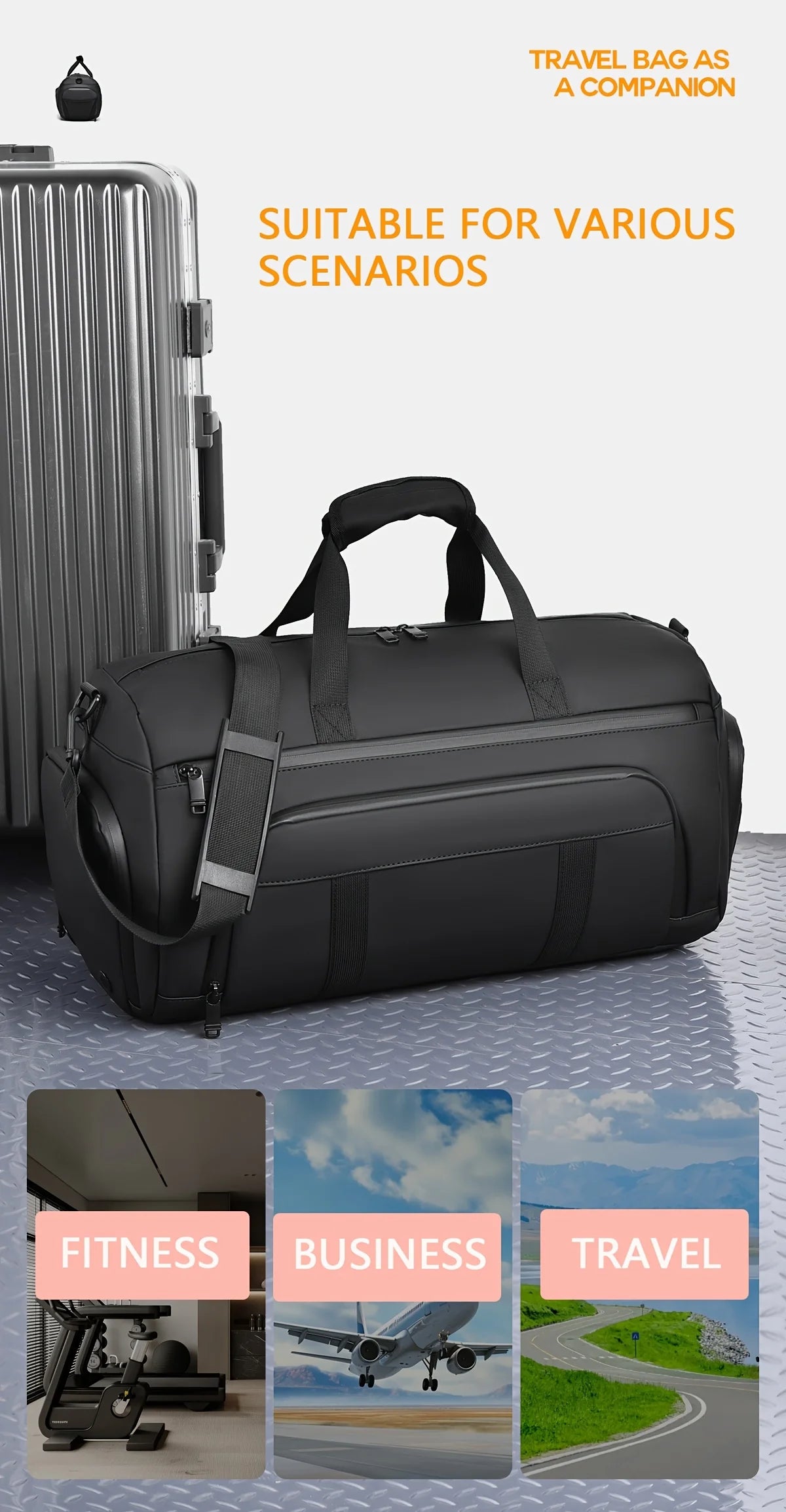 Large capacity men's sports crossbody bag, suitable for gym, travel, and outdoor activities - available in gray/green/black