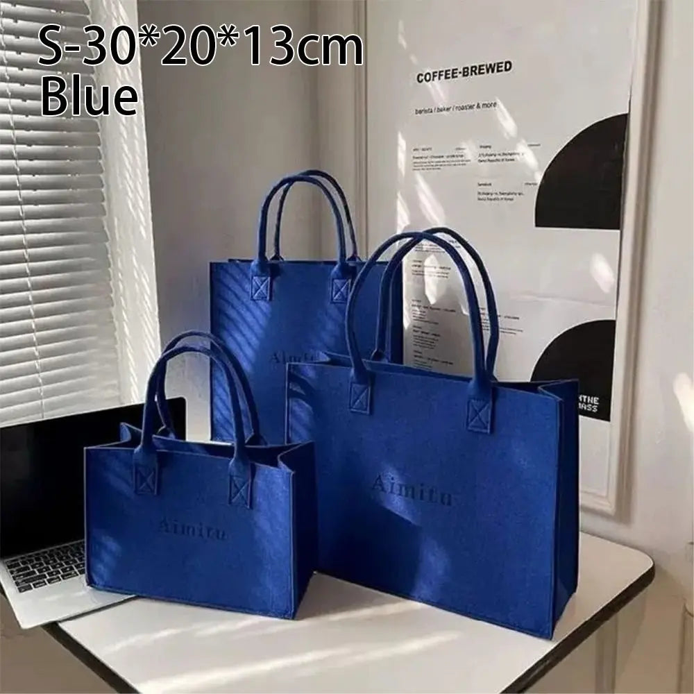 S/M/L Women Korean Simple Felt Shoulder Bag Fashion Solid Color Messenger Bag Handbag Large Capacity Travel Casual Crossbody Bag