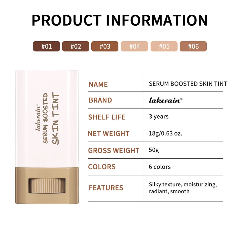 Foundation Tint Stick Balm Serum Boosted Skin Tint Foundation Stick Plumper Hight Coverage Travel Bronze Foundation Stick Makeup