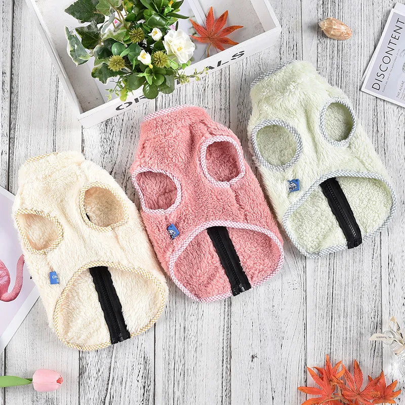Zipper  Shi Tzu Sweater Clothes For Small Medium Dogs Pet Fur Vest Outfit French Bulldog Autumn Winter Jackets XS 3XL Cats Goods
