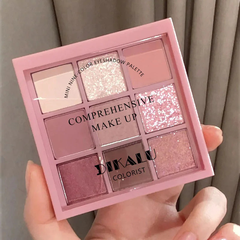 DIKALU Spring And Summer New Eyeshadow Palette Oh Rosy Nine Palace Grid Auto Focus Low Saturation Smoke Powder Rose Plate