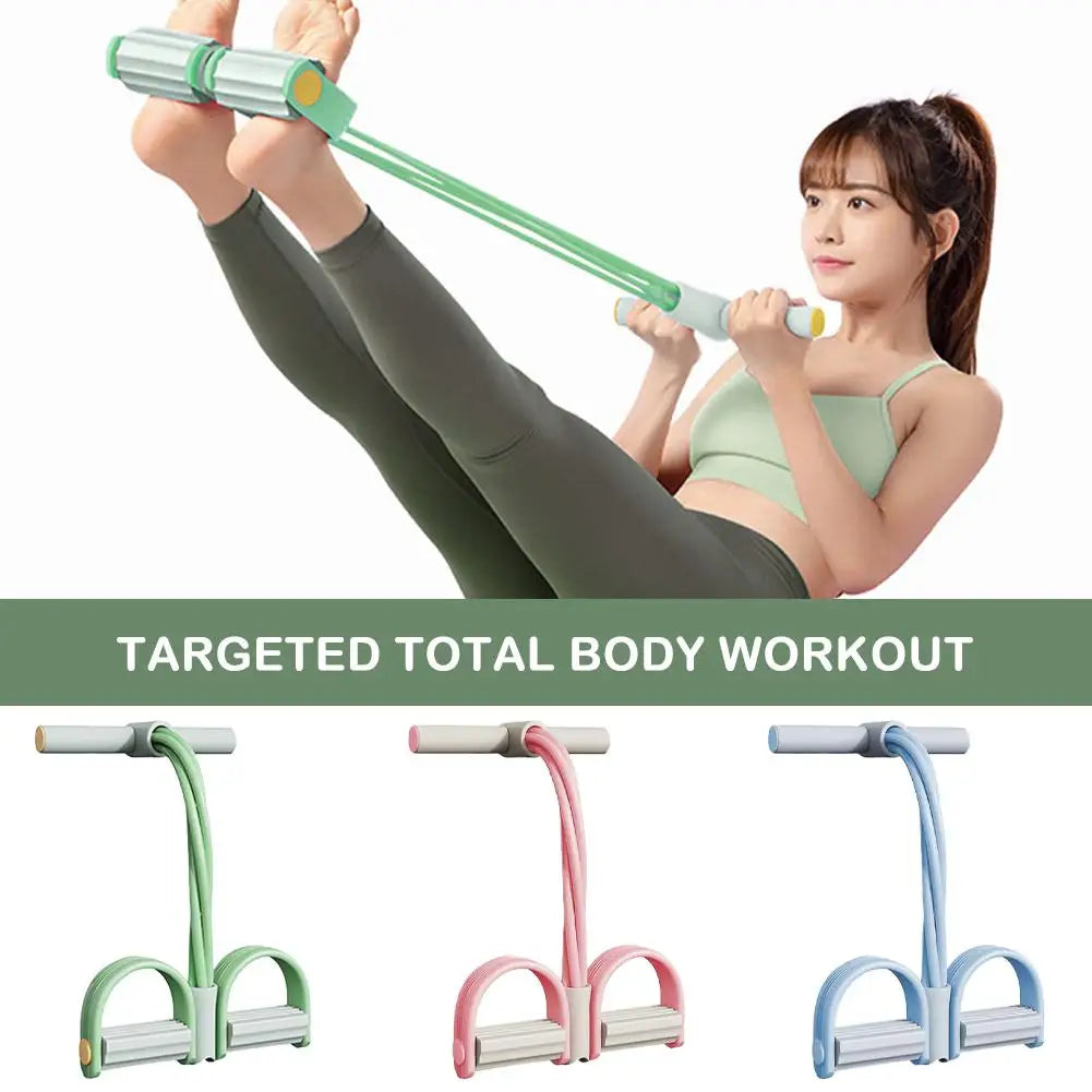 Six Tube Pedal Tensioner Portable Resistance Band Sit Up Fitness Equipment Yoga Stretching Tummy Trimmer Pull Rope