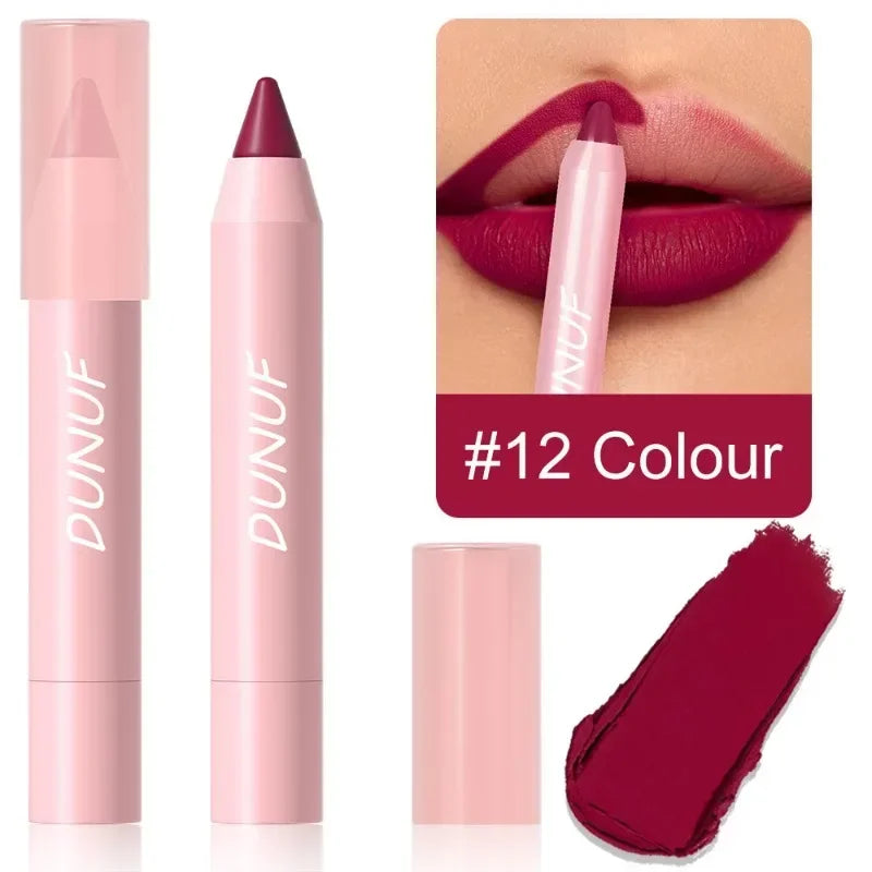 Sexy Dark Red Brown Lipstick Pencil Matte 18 Colors Lip Liner Crayons Rich Full Color Lip Tint Silky Natural Creamy Texture Pen