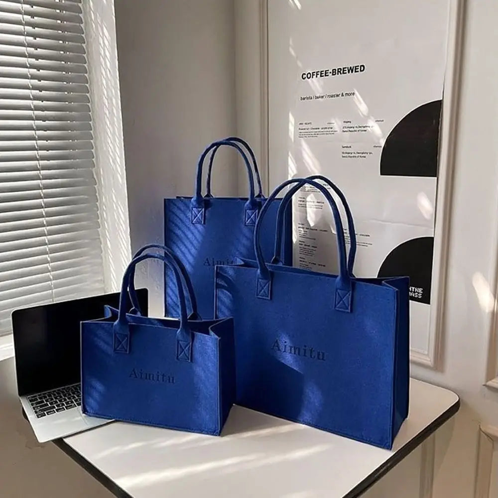 S/M/L Women Korean Simple Felt Shoulder Bag Fashion Solid Color Messenger Bag Handbag Large Capacity Travel Casual Crossbody Bag
