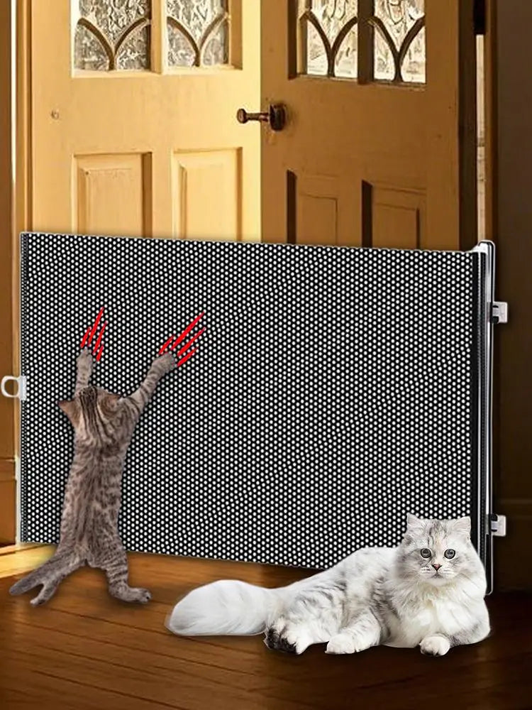 Dog Gate Retractable Pet Safety Gate Wide Pet Isolation Gate Indoor Mesh Fence for Dogs And kitten for Doorway Stairs Balcony