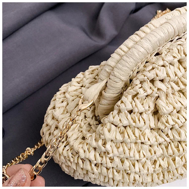 2025 Summer New Straw Weaving Crossbody Bag Fashionable and Casual Shell bag Women's Shoulder Bags with Excellent Texture bolsas