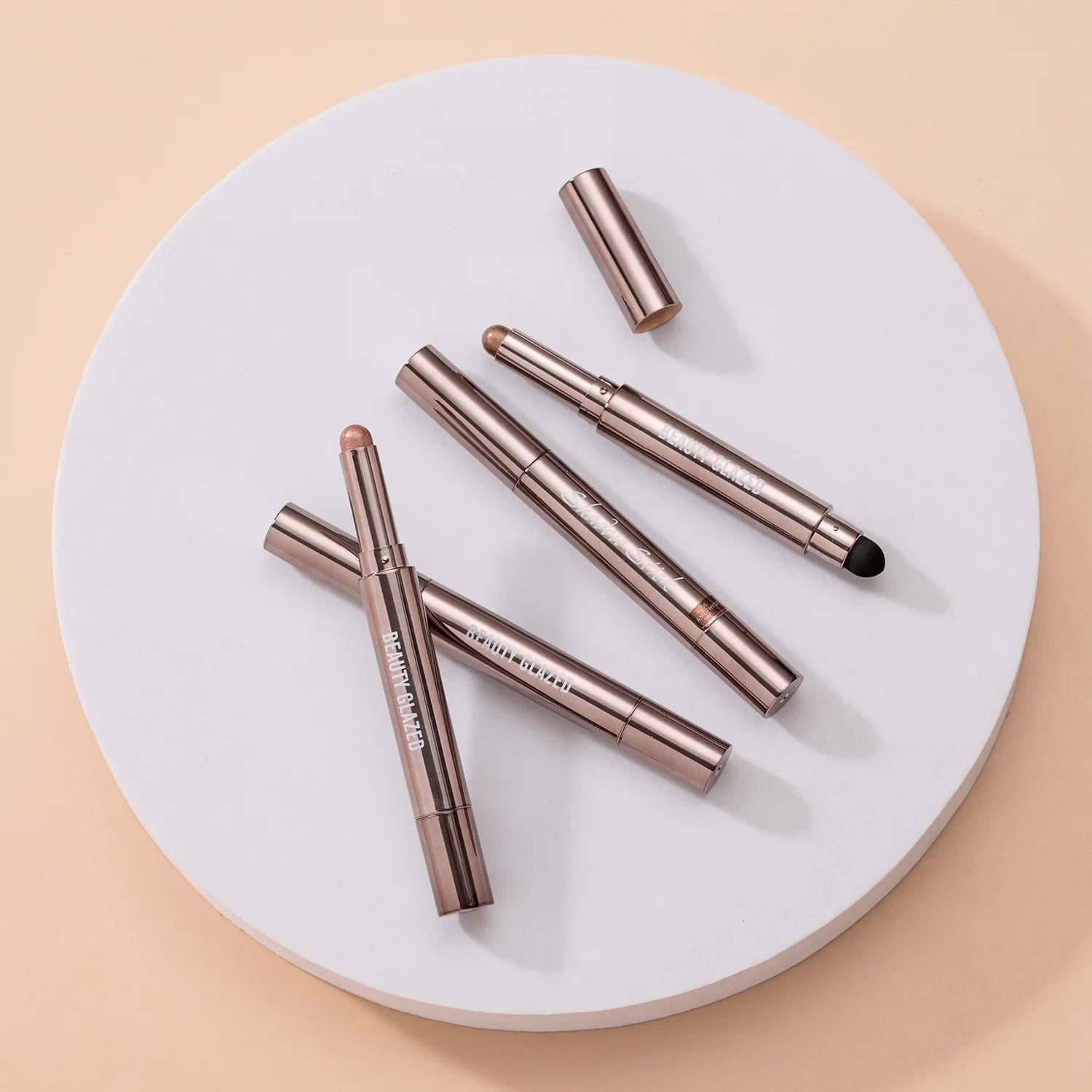 10 Color Double Ended Eye Shadow Stick With Sponge Brush Pearlescent Lasting Eyeshadow Pen Contouring Portable Makeup Cosmetics