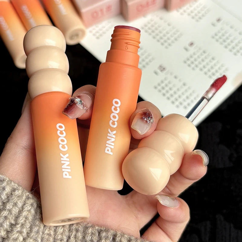 PINK COCO Sunset Galaxy Lip Glaze Matte Matte Velvet Lip Mud Low-saturation Tone Autumn and Winter Matte Lip Glaze
