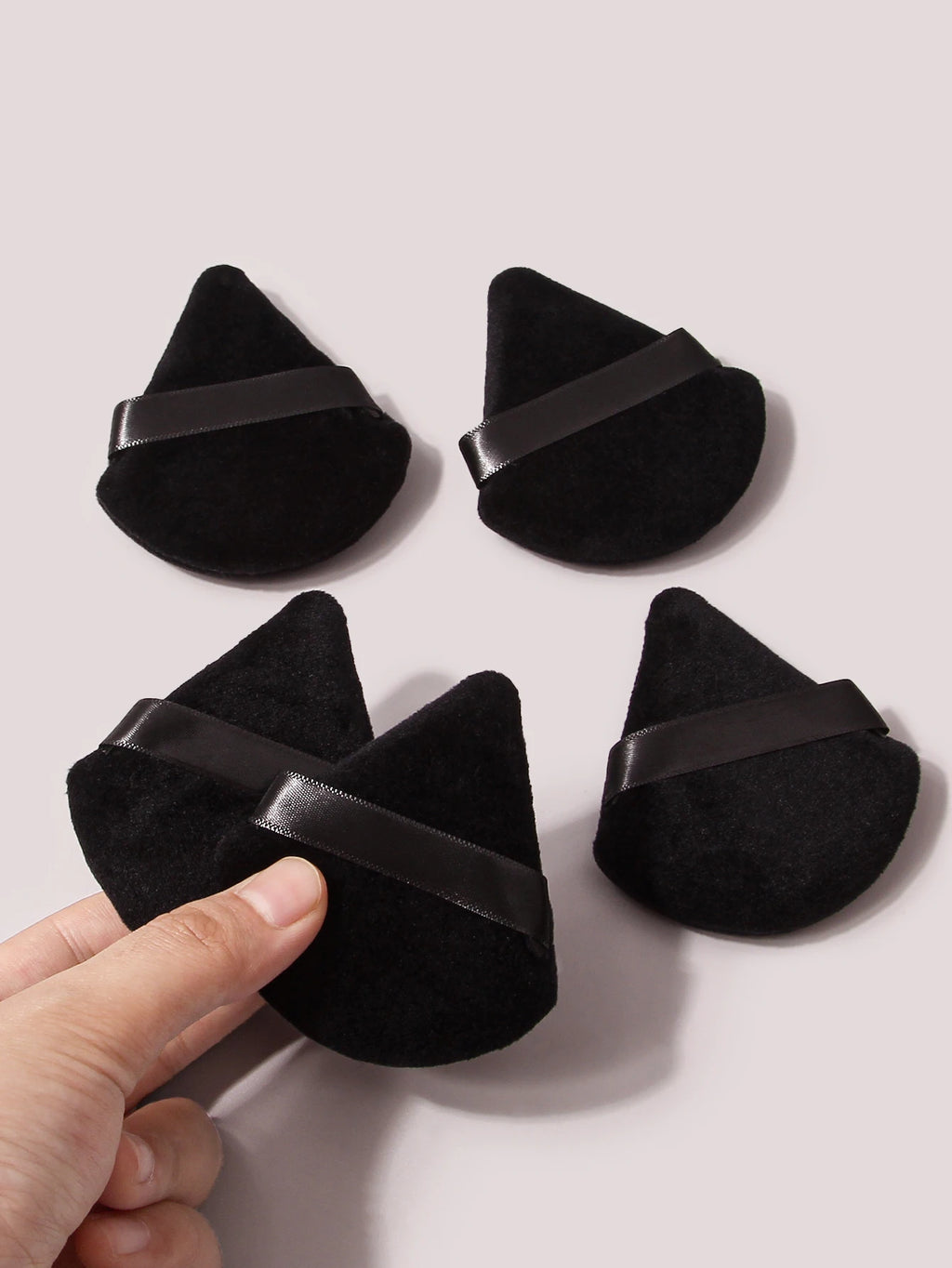 5Pcs Black Triangle Powder Puff For Loose Powder Liquid Cosmetic Soft Plush Powder Puff Makeup Foundation Puff Makeup Tool