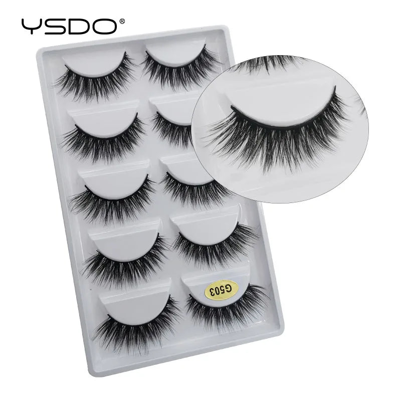 YSDO 5 pairs eyelashes makeup mink strip lashes dramatic eyelashes faux cils natural false eyelashes extension 3d mink eyelashes