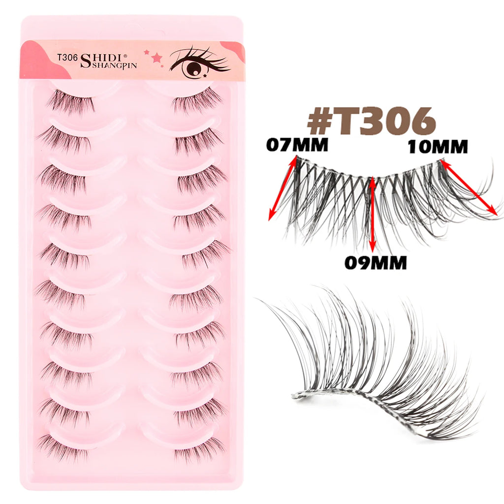 10 Pairs Natural Manga Lashes Soft Eyelashes Thick False Eyelashes Manga Eyelashes Daily Dating Makeup Eyelashes Lashes Wispy