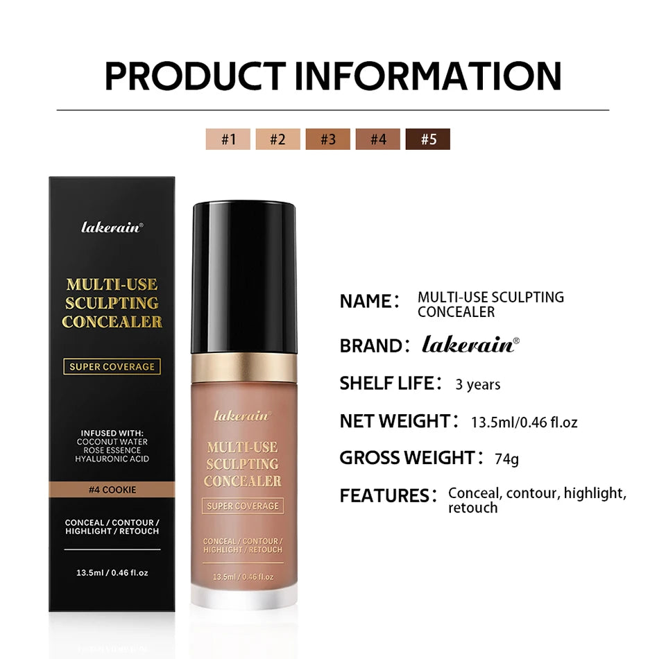 Super Coverage Concealer Multi-Use Cream Oil Free Long Lasting Hydrating Cover Contour Highlight and Retouch Face Makeup