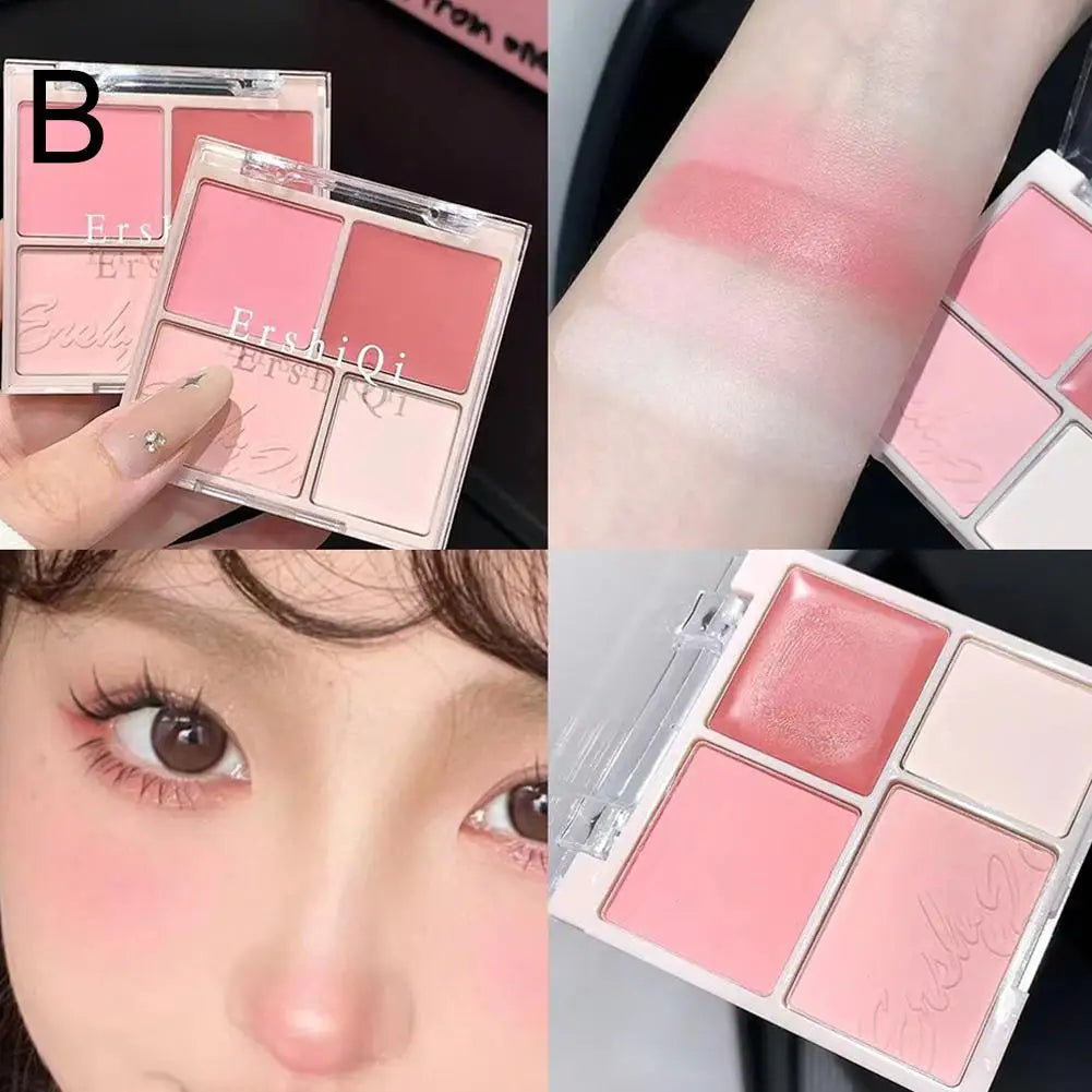 4 Colors Concealer Blush Cream Matte Highlight Contour Makeup All-in-one Palette Rose Hawthorn Cheek Tint Blusher Powder Makeup