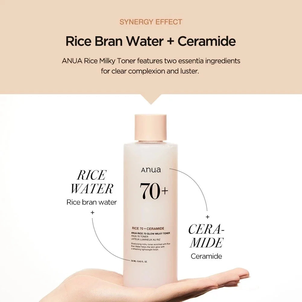 Anua Rice 70 Glowing Milky Toner Brightening Niacinamide Serum Toner Face Toner for Glass Skin Korean Skin Care Beauty Products