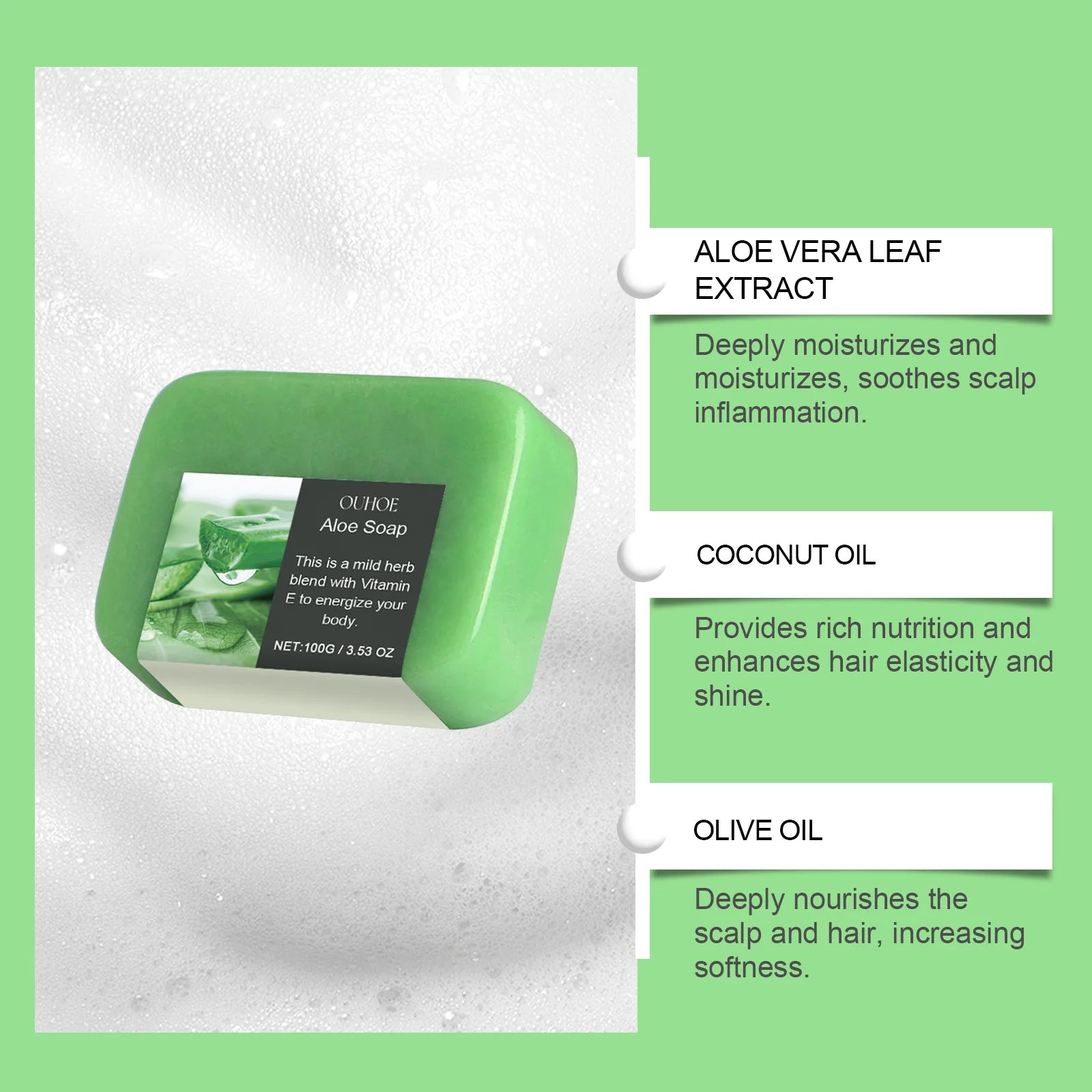 Aloe Nourishing Shampoo Soap Fluffy Strengthening Anti Hair Loss Oil Control Frizzy Curly Repair Damage Hair Shampoo Bar Soap