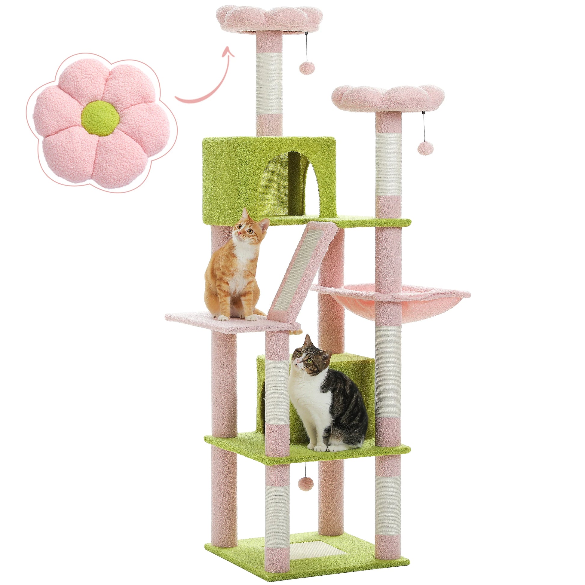 Multi-Level Cat Tree with Scratching Posts, Cozy Condo, Hammock, Large Cat Tower for Indoor Cats, Cat Scratching Board, Cat Toys