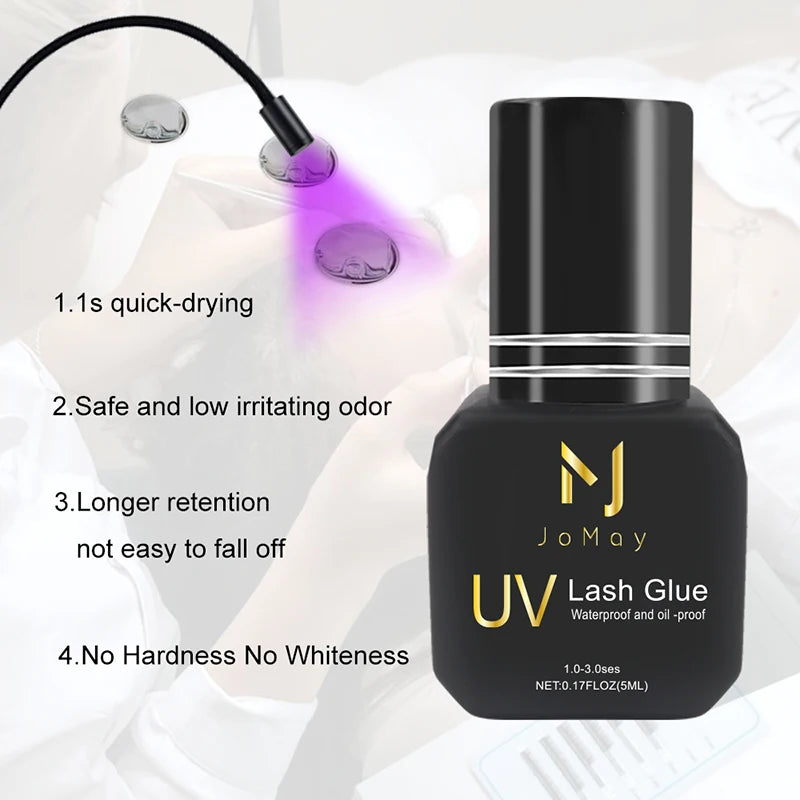 JOMAY 1 Second UV Glue Fast Drying Strong False Eyelash Extension Glue Adhesive Retention 90days Low Smell Mink Eyelash UV Glue