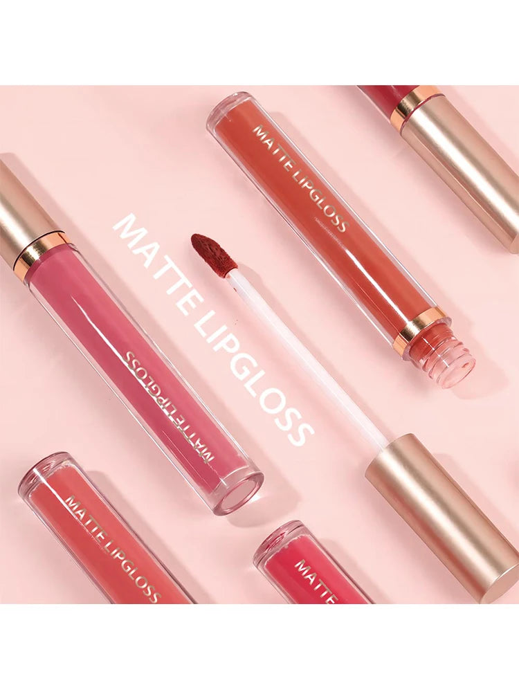 Matte Lip Gloss Two Sets Of 24-hour Waterproof Non Stick Cup Liquid Lipstick Long-lasting Beautiful Korean Cosmetics Set
