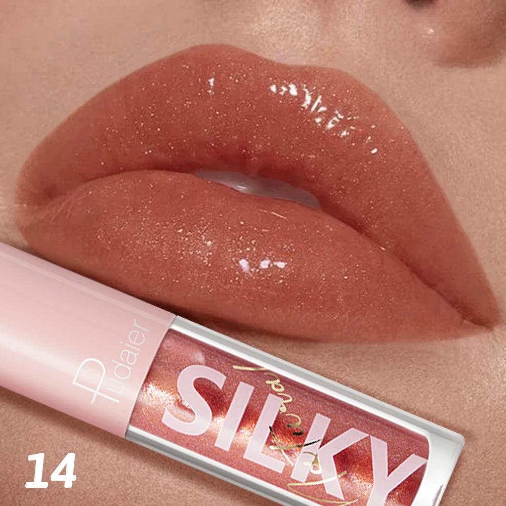 Waterproof quick-drying lip glaze, 16 colors available for mirror-finished lip glaze, clear and non-sticky, non-fading, waterpro