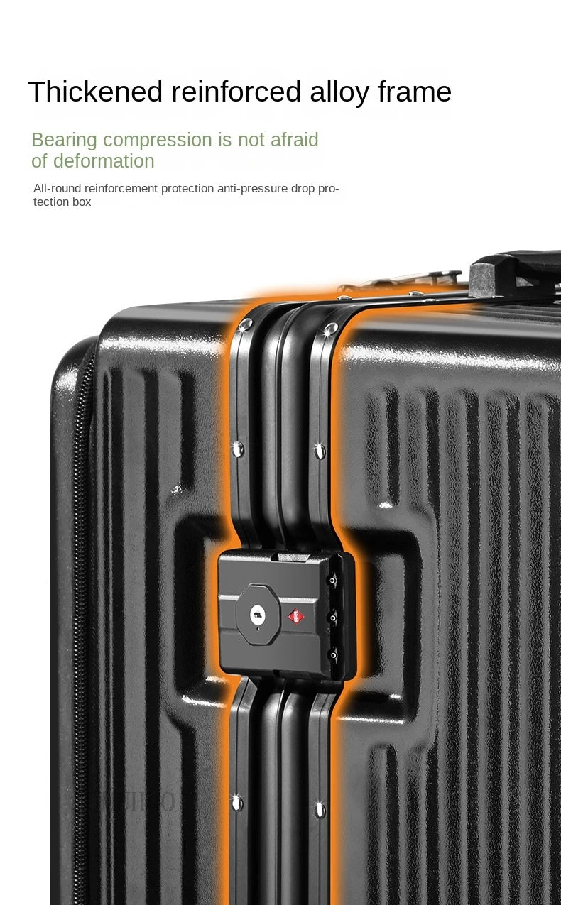 Front Opening Suitcase 2025 New Large Capacity 20/30 inch Aluminum Frame Luggage with USB Cup Holder Laptop Bag Travel Suitcases