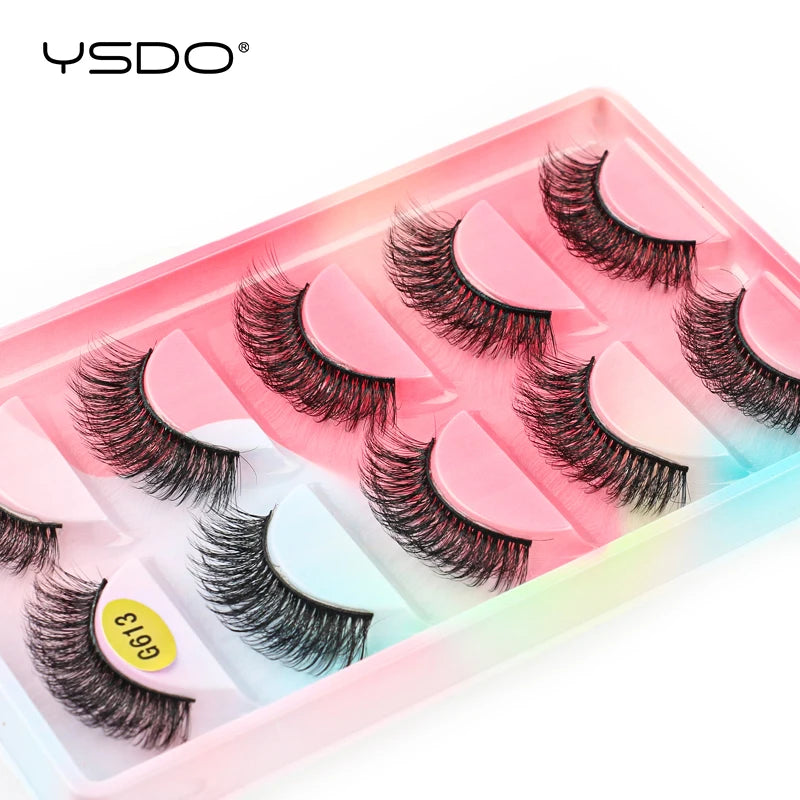 YSDO 5 pairs eyelashes makeup mink strip lashes dramatic eyelashes faux cils natural false eyelashes extension 3d mink eyelashes