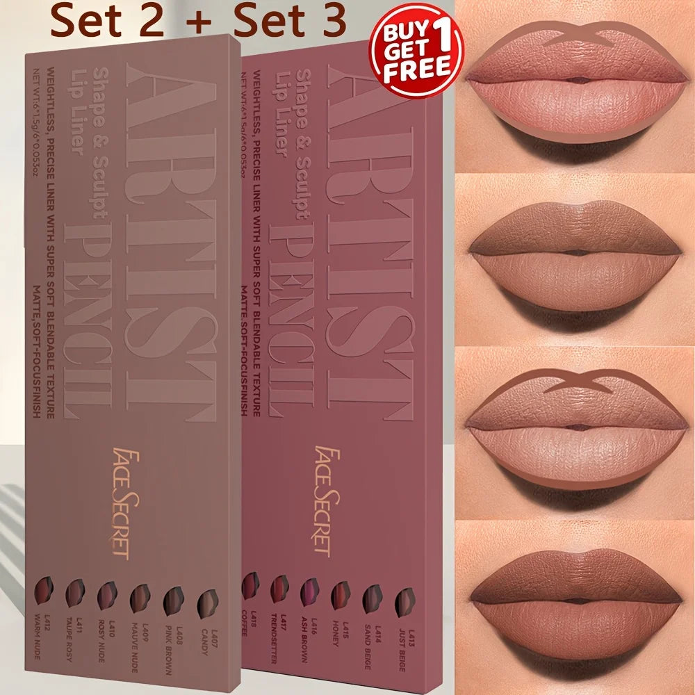 12Pcs/Set Nude Lip Liner Makeup Set - Natural and Long Lasting Waterproof Matte Lipliner Pen  Lip Liner for Everyday Makeup