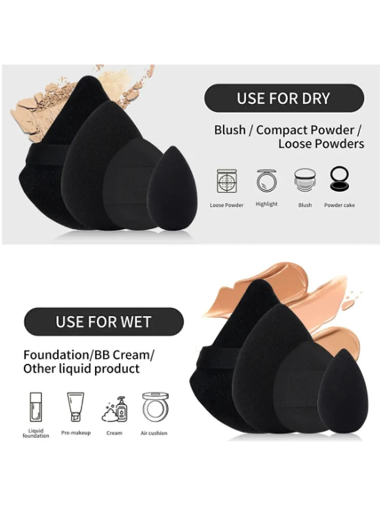 12 Pieces Powder Puff Face Triangle Makeup Sponge Soft Velour Puffs for Loose Powder Setting Powder Blender Foundation Sponge Be