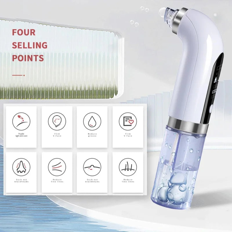 Electric Small Bubble Blackhead Remover USB Rechargeable Water Cycle Pore Acne Pimple Removal Vacuum Suction Facial Cleaner Tool