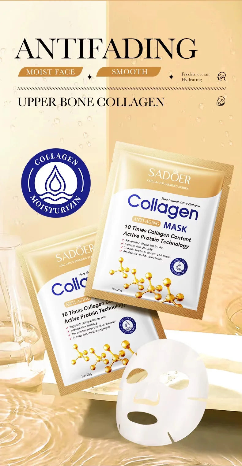 10pcs Collagen Face Mask Firming Moisturizing Repair Brightening Skincare Face Sheet Mask Beauty Facial Masks Korean Skin Care