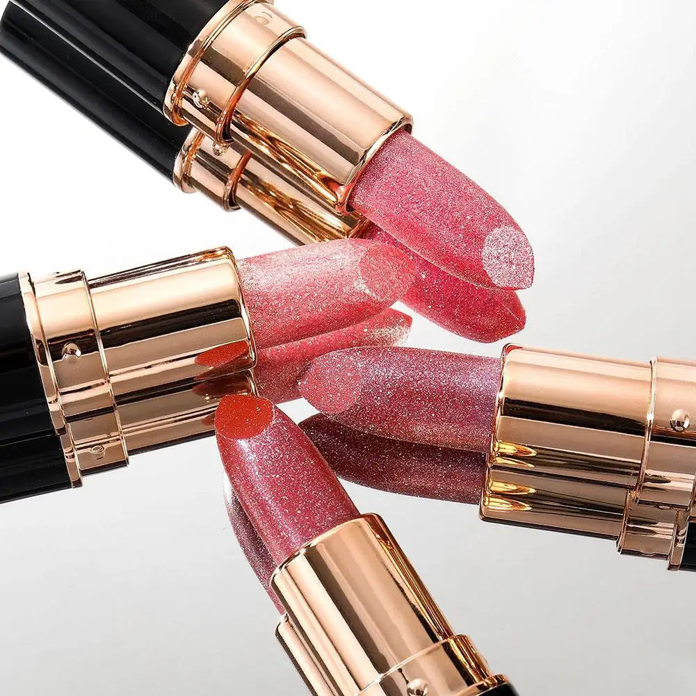 6 Colors Glitter Lipstick Waterproof Lasting Diamond Pearlescent Metallic Lipstick Women Lips Makeup Cosmetic
