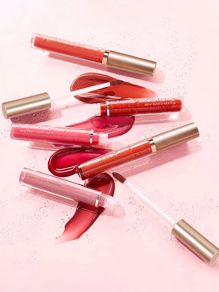 Matte Lip Gloss Two Sets Of 24-hour Waterproof Non Stick Cup Liquid Lipstick Long-lasting Beautiful Korean Cosmetics Set