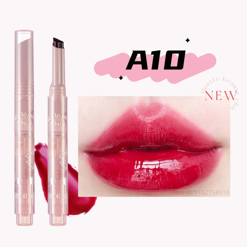 FLORTTE Solid Lip Gloss Water Light Glitter Clear Lipstick Pink Mirror Lip Glaze Jelly Moisturizing Lip Tint Cosmetics Makeup