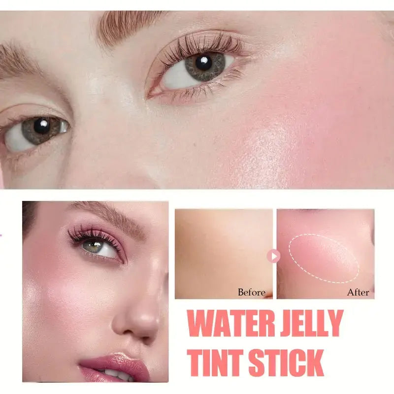 Jelly Blush Lip Gloss Stick for Lazy People to Contour, Even Skin Tone, Brighten and Color, Easy to Apply for Both Lips and Face